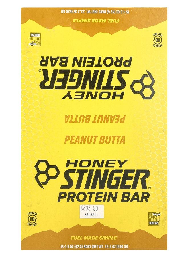Honey Stinger Protein Bar Peanut Butta 15 Bars 1.5 oz (42 g) Each