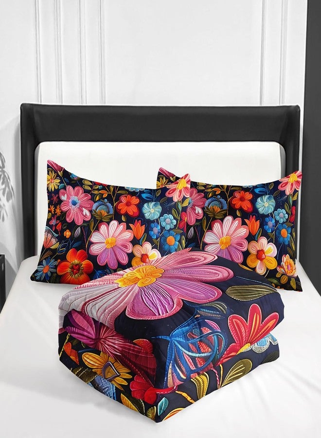 Nttopship Colorful Flower Comforter Set King Size 3 PCS Bed in a Bag,Cute Floral Bedding Set for Girls Teens,Ultra Soft Microfiber Comforter Bed Set with 3-Pieces, Floral Bedroom Decor with Pillowcases - Image 5
