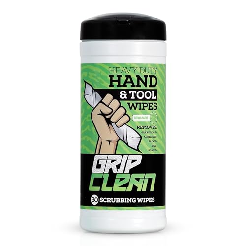 Grip Clean Heavy Duty Hand & Tool Cleaning Wipes – Waterless Hand Cleaner for Mechanics, Garage & Shop Use – Dual-Sided Grease, Oil & Paint Remover Wipes with Citrus Scent - 30ct - Image 1
