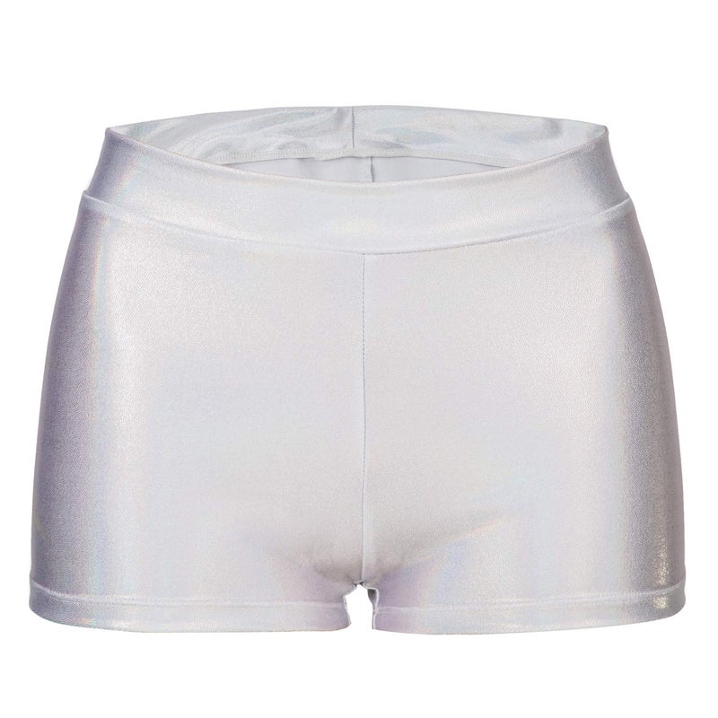 Dtone Girls Dance Short Gymnastics Athletic Shorts Sparkle Glitter Tumbling Bottoms (Shinny Sliver, 3T/4T) - Image 1