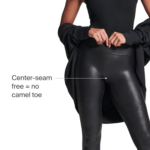 SPANXshape Faux Leather Leggings - Tummy Control Legging - with Contoured Power Waistband Stomach Compression - High Waist - Black - Regular 30" Inseam - X-Large - Image 4