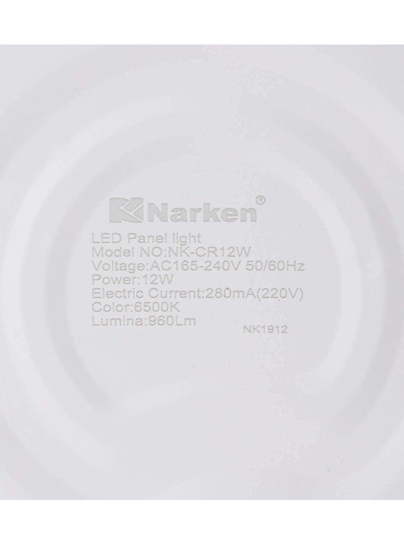 Narken TC 12W Daylight Cool white 6500K LED Power Saving Aluminium Recessed Round Panel Ceiling Light. - Image 3