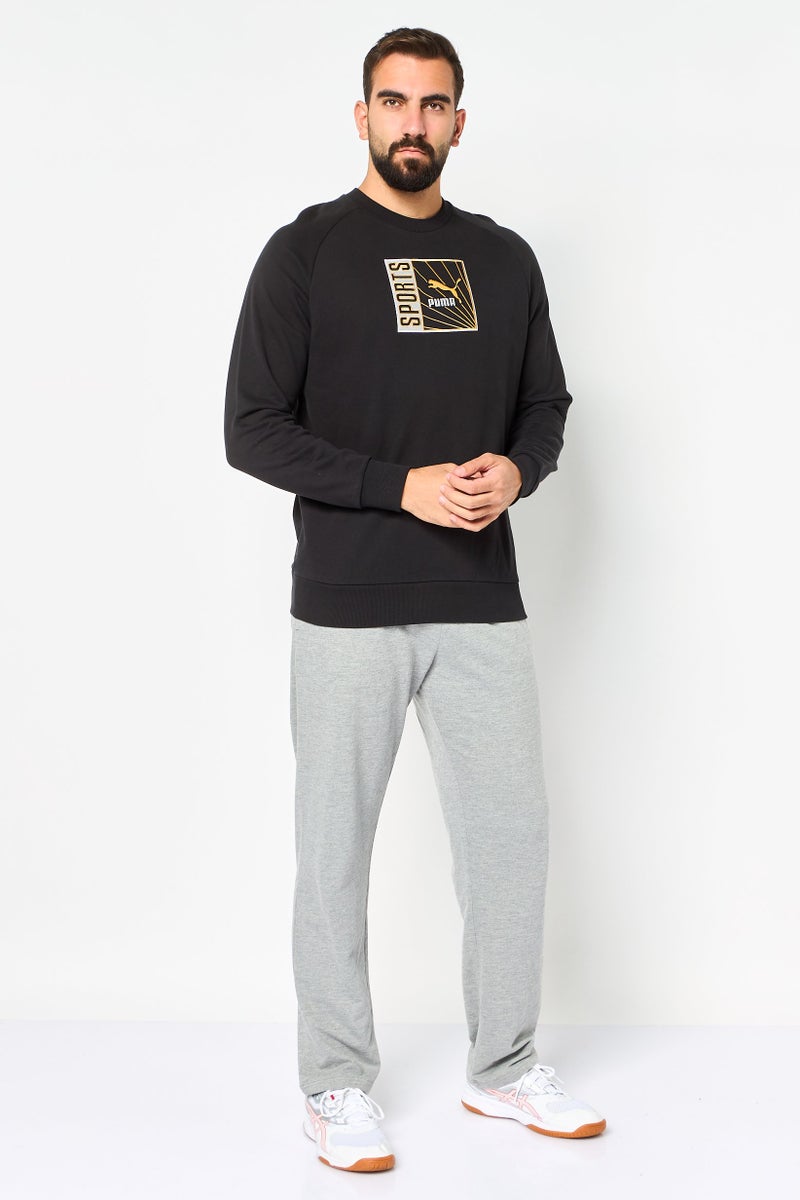 PUMA سويت شيرت رياضي للرجال بأكمام طويلة مناسب للخارج، أسود - Image 4