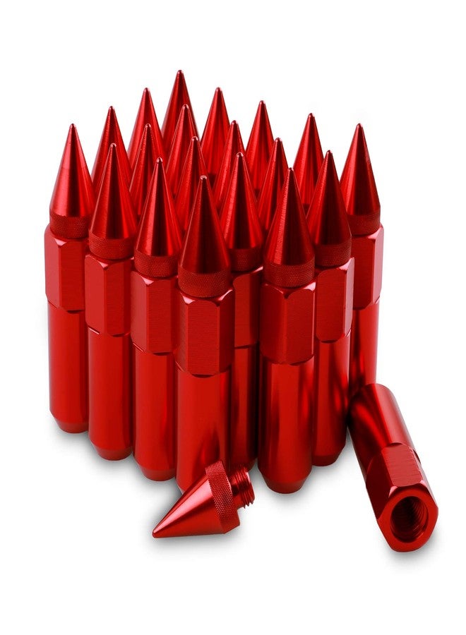 EZPROIT M12X1.5 Spiked Nuts for Rims Aluminum Extended Tuner Lug Nuts 20PCS 60MM (Red) - Image 1