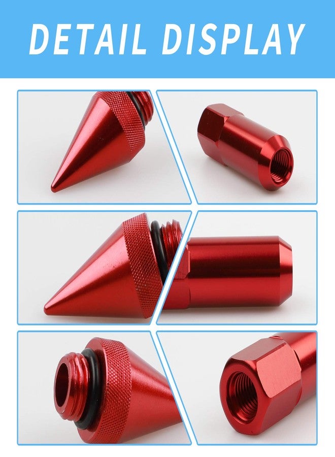 EZPROIT M12X1.5 Spiked Nuts for Rims Aluminum Extended Tuner Lug Nuts 20PCS 60MM (Red) - Image 3
