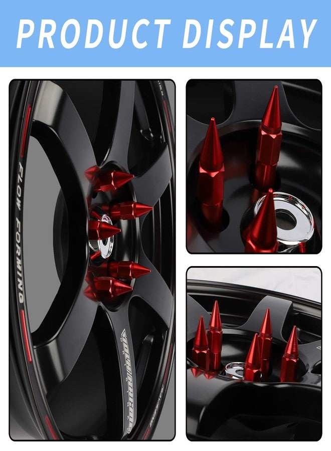 EZPROIT M12X1.5 Spiked Nuts for Rims Aluminum Extended Tuner Lug Nuts 20PCS 60MM (Red) - Image 5