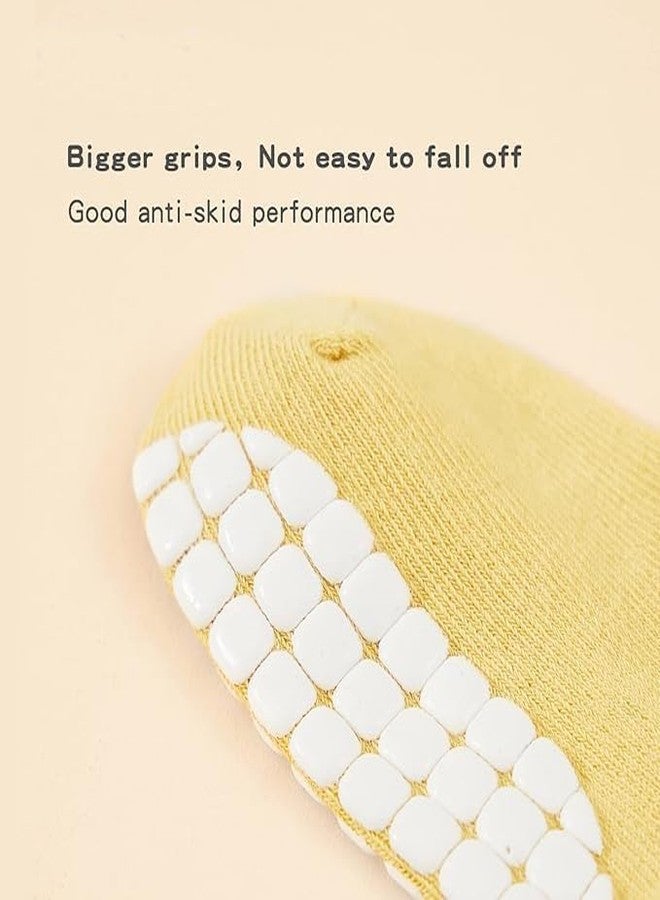 ARUP جوارب للأطفال والرضع ARUP 5 أزواج غير قابلة للانزلاق، مضادة للانزلاق، كتان كاحل مع مقبضات سيليكون ناعمة وقابلة للتنفس بنقوش حيوانات لطيفة للأولاد والبنات (12-36 شهرًا) - Image 5