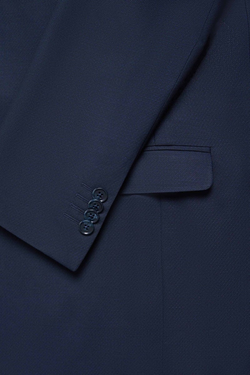 twn Slim Fit Navy Blue Dobby Mono Collar Viscose Suit Combined  - Image 5