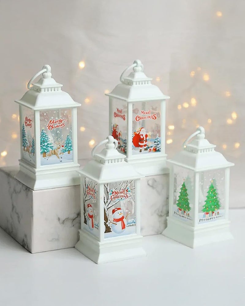 LABZIO Square Lantern Lamp Small Antique | Battery Operated LED Hanging Lantern for Indoor & Outdoor Use | Flameless & Smokeless Acrylic Tent Light | Christmas Snowman White 6X14 Cm - Image 5