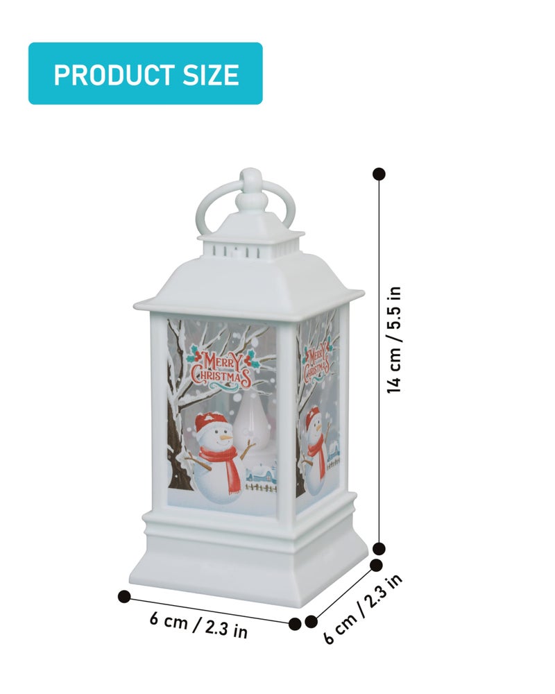 LABZIO Square Lantern Lamp Small Antique | Battery Operated LED Hanging Lantern for Indoor & Outdoor Use | Flameless & Smokeless Acrylic Tent Light | Christmas Snowman White 6X14 Cm - Image 2