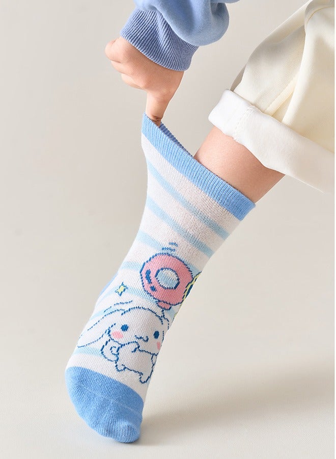 Cinnamon Cartoon pattern children's socks, mid-calf socks, cotton socks, autumn and winter stockings, comfortable and versatile (size: M (suitable for children aged 3-5) -cinnamon - Image 3
