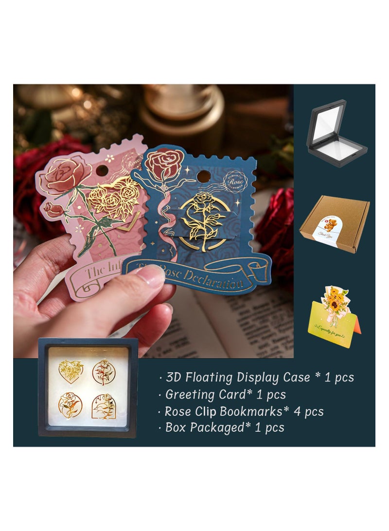 SYOSI Metal Rose Clip Bookmarks, Metal Flower Book Page Holder for Women Mother's Day, Book Marker Unique Birthday Gifts for Girl, Book Lovers, Teacher Appreciation Gifts Thank You Presents (4 PCS) - Image 2