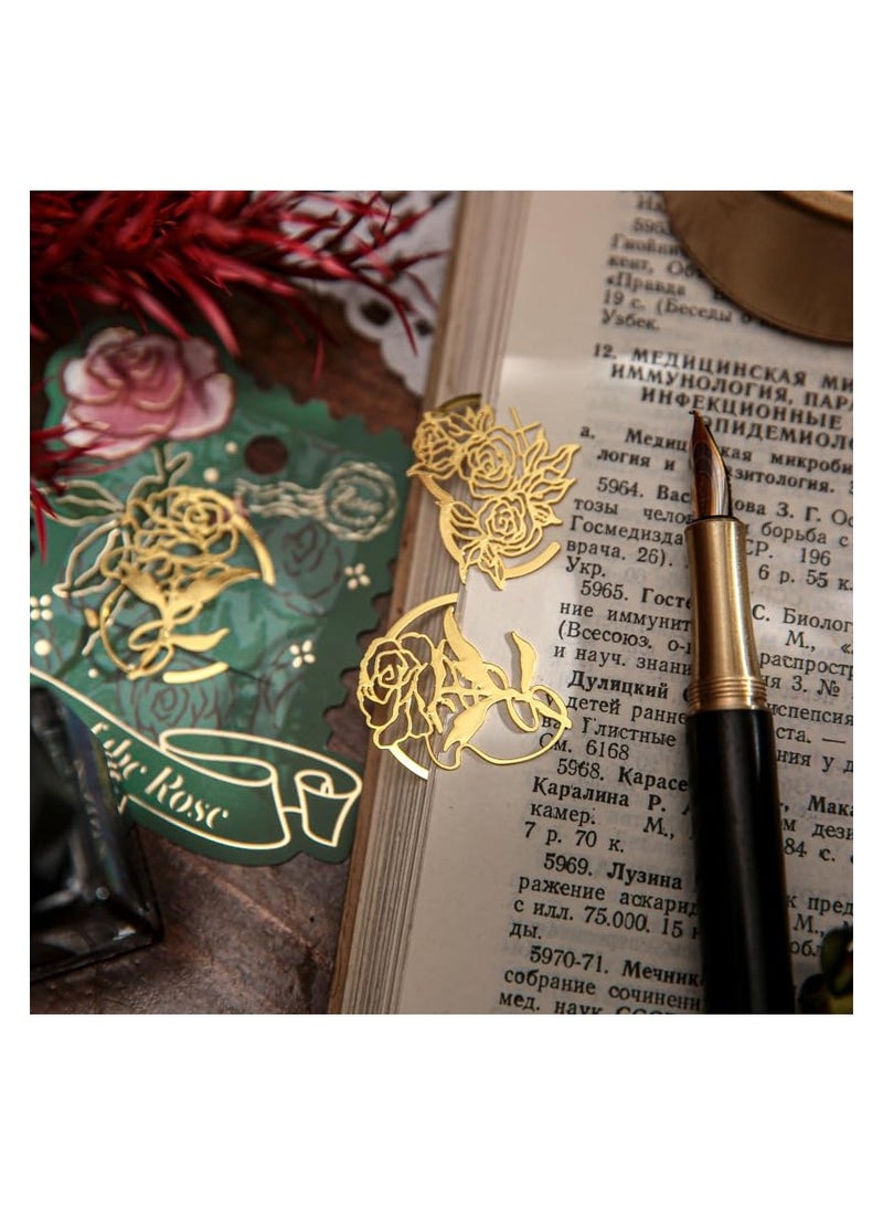 SYOSI Metal Rose Clip Bookmarks, Metal Flower Book Page Holder for Women Mother's Day, Book Marker Unique Birthday Gifts for Girl, Book Lovers, Teacher Appreciation Gifts Thank You Presents (4 PCS) - Image 3