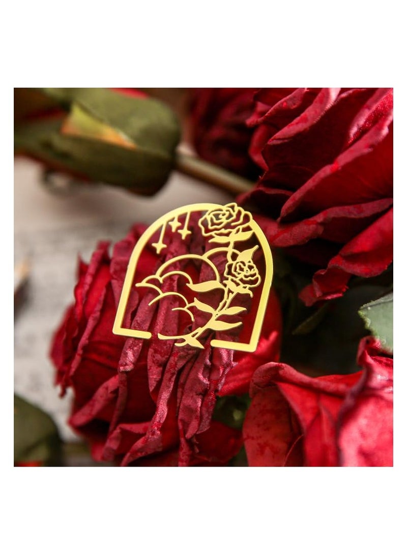 SYOSI Metal Rose Clip Bookmarks, Metal Flower Book Page Holder for Women Mother's Day, Book Marker Unique Birthday Gifts for Girl, Book Lovers, Teacher Appreciation Gifts Thank You Presents (4 PCS) - Image 4