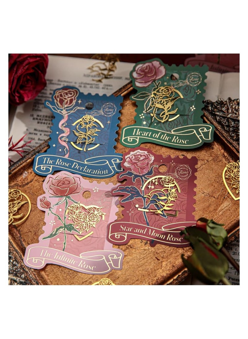 SYOSI Metal Rose Clip Bookmarks, Metal Flower Book Page Holder for Women Mother's Day, Book Marker Unique Birthday Gifts for Girl, Book Lovers, Teacher Appreciation Gifts Thank You Presents (4 PCS) - Image 5