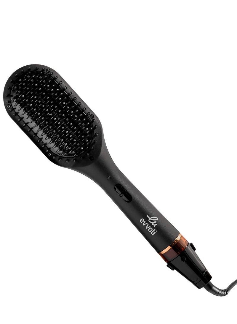 evvoli فرشاة فرد الشعر إيفولي، سخان PTC، تورمالين على طلاء سيراميك، 3 إعدادات للحرارة، أسود، EVHC-HB66B - Image 1