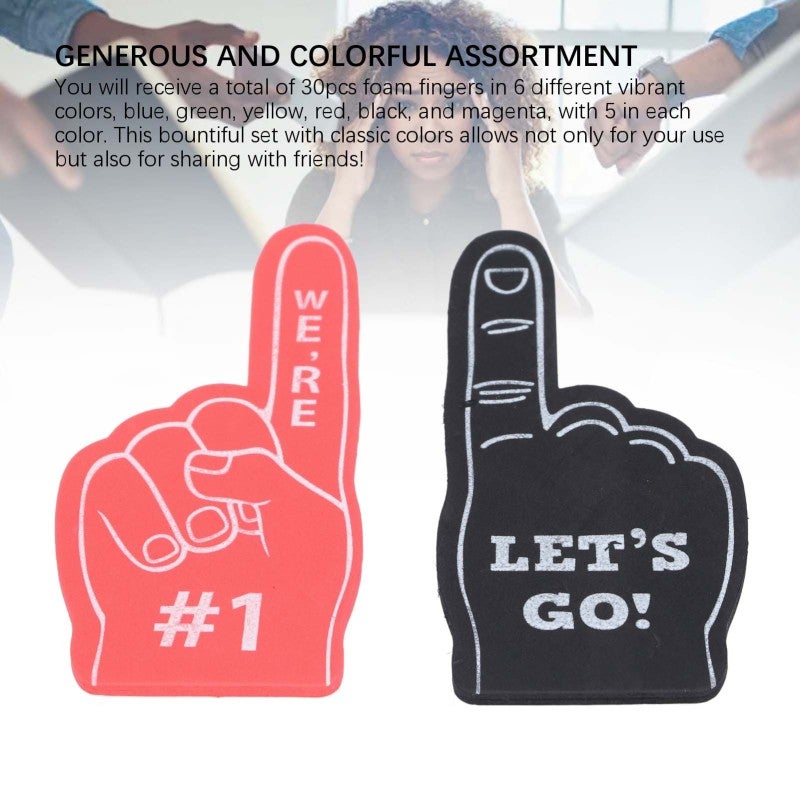 30pcs Foam Finger for All Scenes Exciting Vibrant Colors Birthday Party Supplies Cheerleading Foam Fingers for Sport Events - Image 3