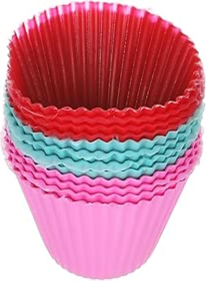 Spaceshoop Generic Pantry elements silicone baking cups - set of 12 reusable cupcake liners in six vibrant colors