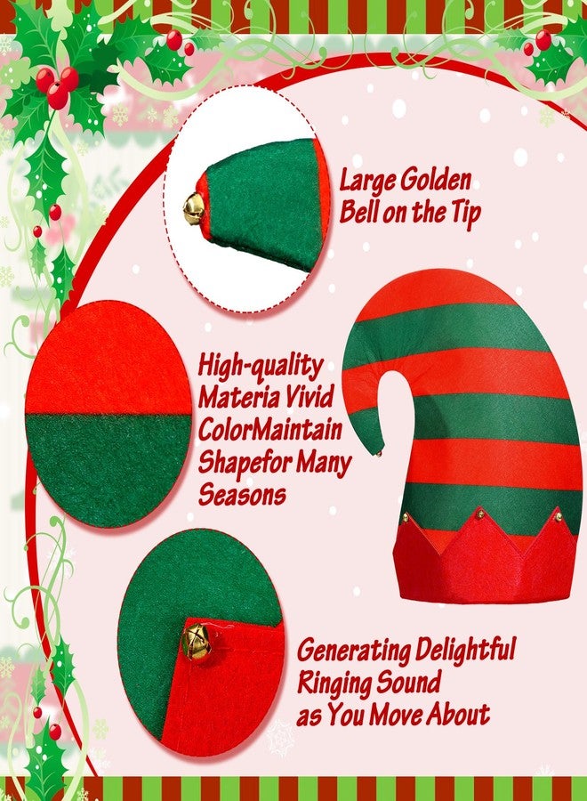 Fourluoo 6 Pack Christmas Elf Hat Felt Elf Costume Hat for Jingle Bell Decor for Adult Men Women Party Santa Holiday Accessories - Image 3