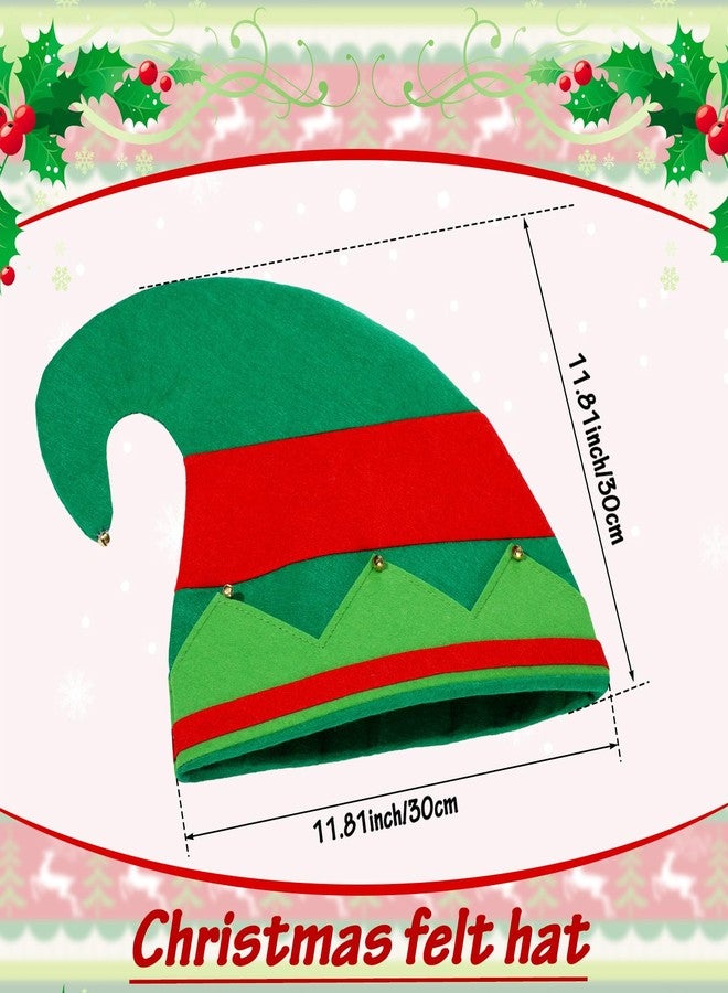 Fourluoo 6 Pack Christmas Elf Hat Felt Elf Costume Hat for Jingle Bell Decor for Adult Men Women Party Santa Holiday Accessories - Image 2