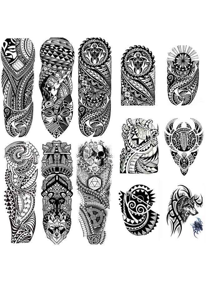 Leoars Full Sleeve Temporary Tattoos Totem Theme, Totem Half Arm Tattoos Temporary and Extra Large Full Arm Tattoo Sleeves for Men Women,12- Sheet - Image 1