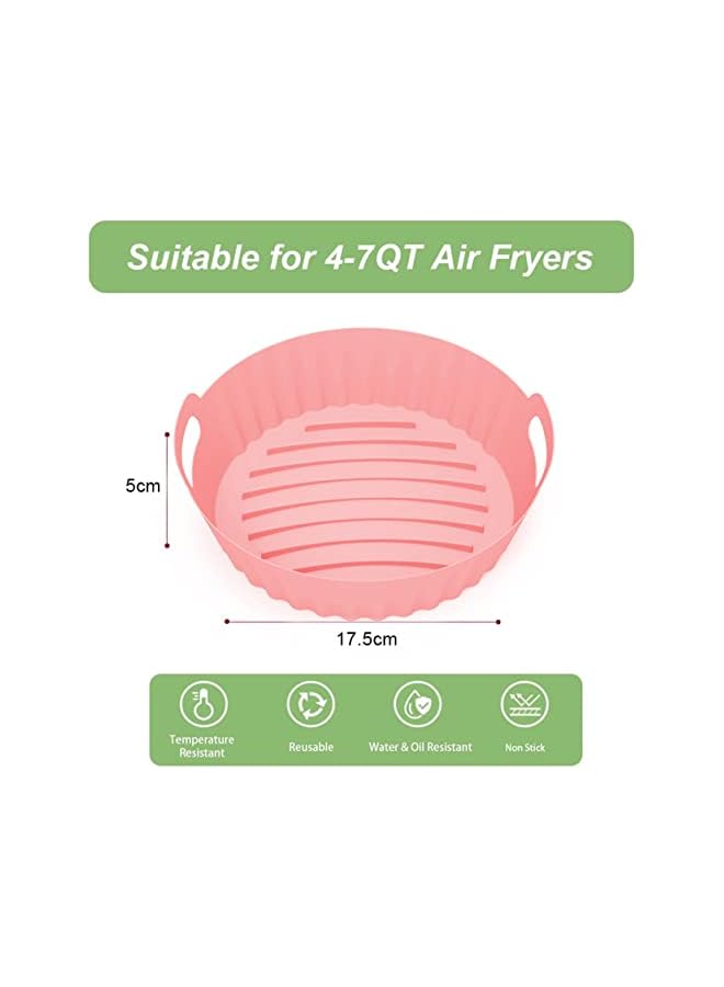 vesus Pcs Air Fryer Silicone Pot, Air Fryer Oven Accessories, Food Safe Air Fryers Oven Accessories, Replacement Of Parchment Paper, Reusable Air Fryer Silicone Liner (Pink + Grey) - Image 2