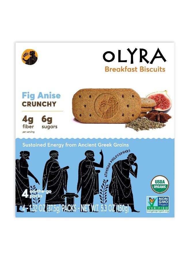 Olyra Olyra, Organic Breakfast Biscuits, Fig Anise, 4 Packs, 1.32 oz (37.5 g) Each  - Image 1