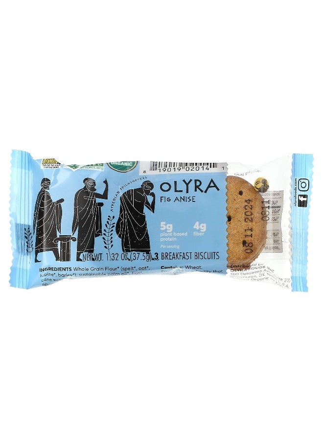 Olyra Olyra, Organic Breakfast Biscuits, Fig Anise, 4 Packs, 1.32 oz (37.5 g) Each  - Image 3