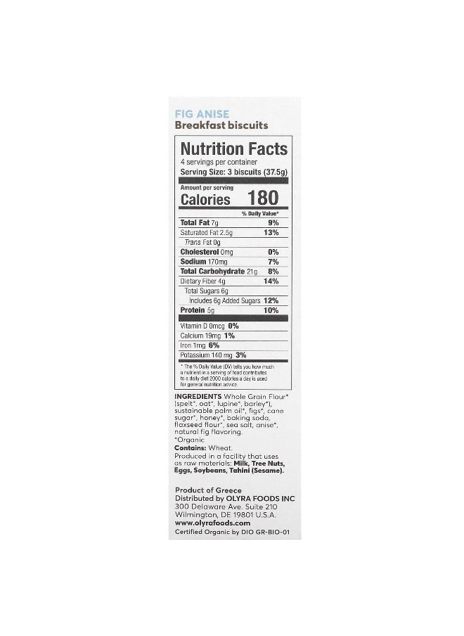 Olyra Olyra, Organic Breakfast Biscuits, Fig Anise, 4 Packs, 1.32 oz (37.5 g) Each  - Image 2