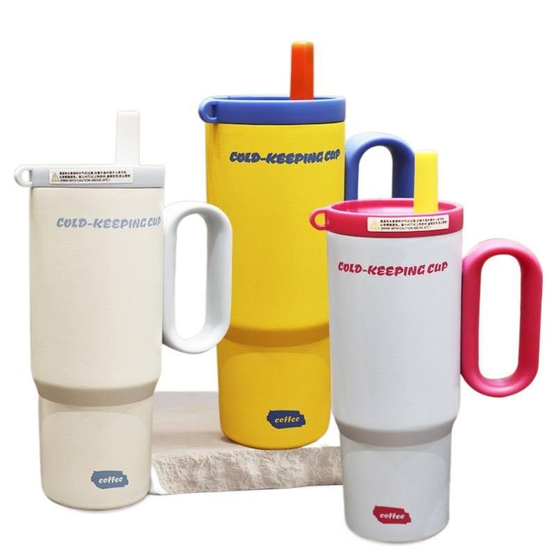 750 ml Stainless Steel Coffee Mug Straw Lid in with Ceramic Lining - Image 3