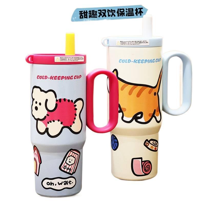 750 ml Stainless Steel Coffee Mug Straw Lid in with Ceramic Lining - Image 4