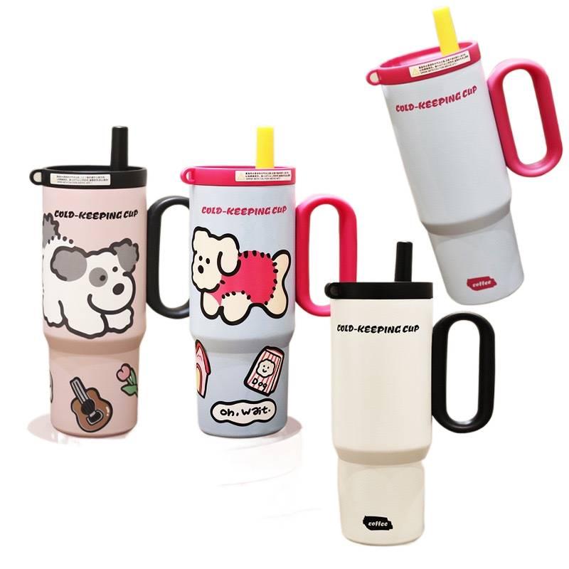 750 ml Stainless Steel Coffee Mug Straw Lid in with Ceramic Lining - Image 2