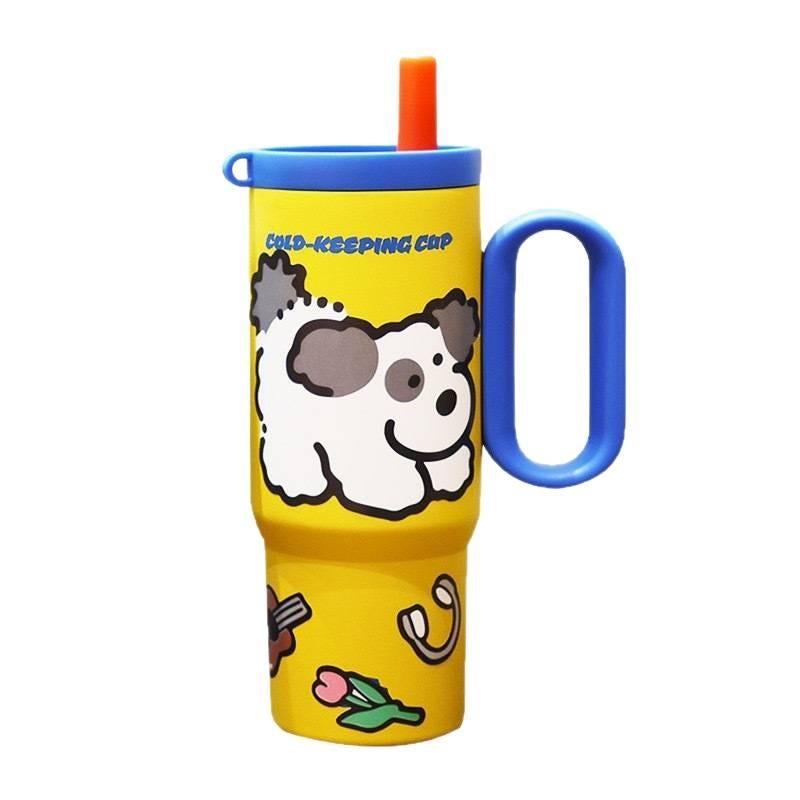 750 ml Stainless Steel Coffee Mug Straw Lid in with Ceramic Lining - Image 1