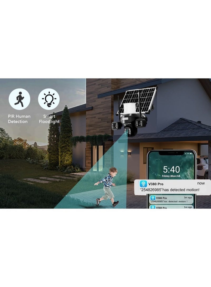 GEEK SPACE WiFi Solar Security Camera 3 Lens Outdoor PTZ 360° AI Motion Detection Full Color Night Vision Waterproof Two-Way Audio Auto Tracking Rechargeable Battery HD Remote Monitoring Home Office Farm Protection - Image 2