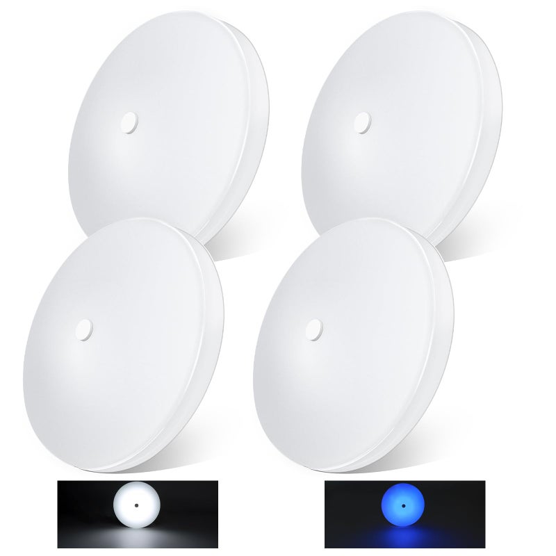 Acegoo RV Ceiling Dome Light 4.5 Inch 12V Overhead LED Puck Light for Motorhome Boat Camper Trailer Truck Car, Surface Mount CRI90+ 4-Pack (5000K with Blue Nightlight)
