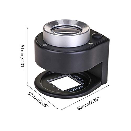 Bysameyee 30X Handheld Microscope Magnifying Glass Jewelers Loupe with Light, 6 LED Desktop Metal Magnifier Portable Folding Scale Eye Loop for Textile Optical Jewelry Tool Coins Currency Stamps Gems (Unrechargeable) - Image 5