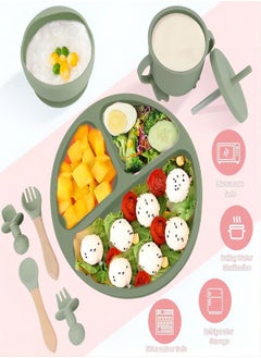 Gerenic Baby Feeding Set 9 Piece, Baby Led Weaning Utensils Set Includes Suction Bowl and Plate, Baby Spoon and Fork, Sippy Cup with Straw and Lid, Baby Feeding Supplies  - Image 4