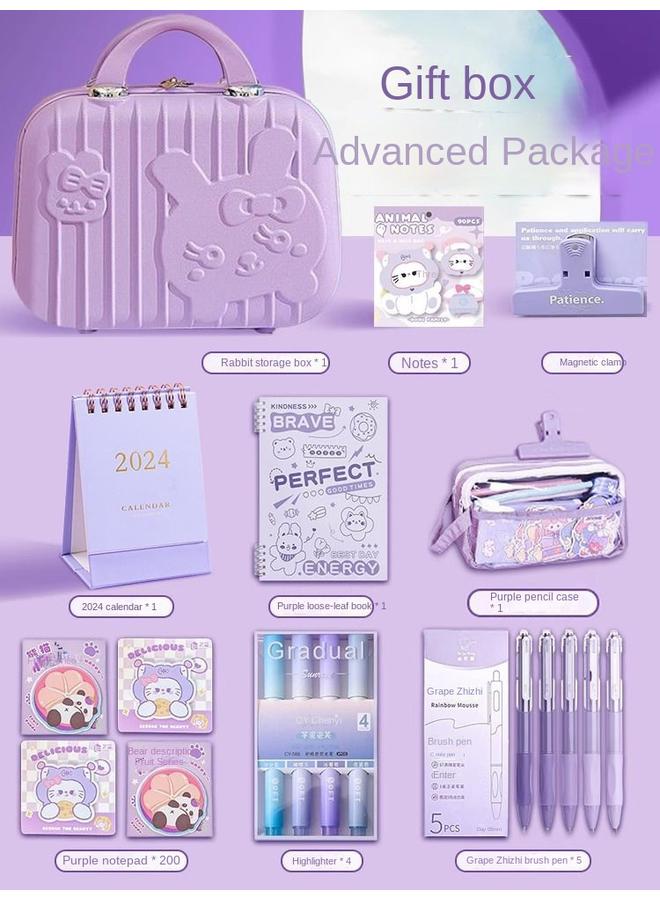 Bluejw Stationery Suit Gift Box For Girls Learning School Opening Gift For Girls Heart Hand Account Purple Birthday Gift For Students - Image 1