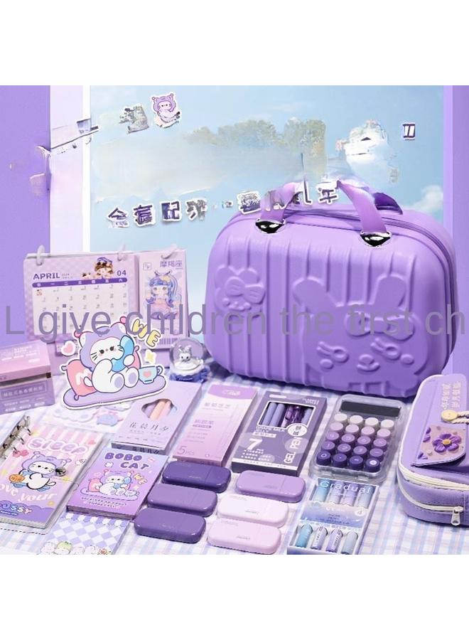 Bluejw Stationery Suit Gift Box For Girls Learning School Opening Gift For Girls Heart Hand Account Purple Birthday Gift For Students - Image 2