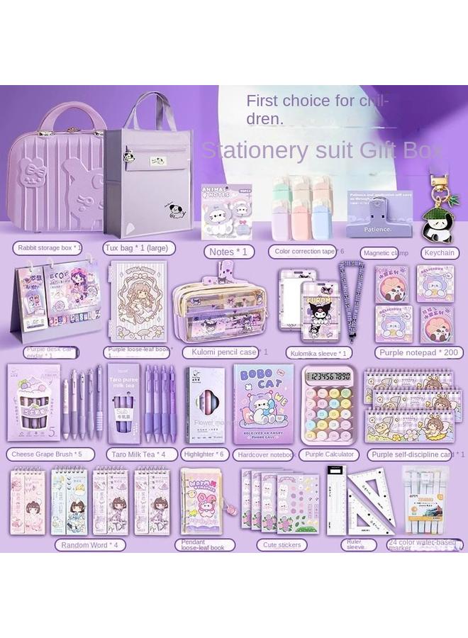 Bluejw Stationery Suit Gift Box For Girls Learning School Opening Gift For Girls Heart Hand Account Purple Birthday Gift For Students - Image 3