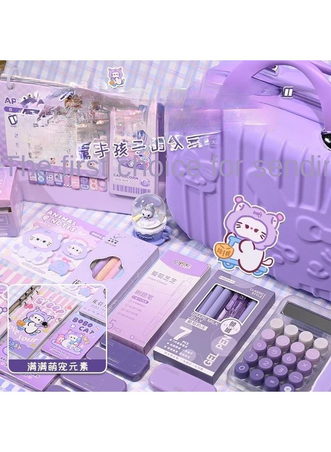 Bluejw Stationery Suit Gift Box For Girls Learning School Opening Gift For Girls Heart Hand Account Purple Birthday Gift For Students - Image 4