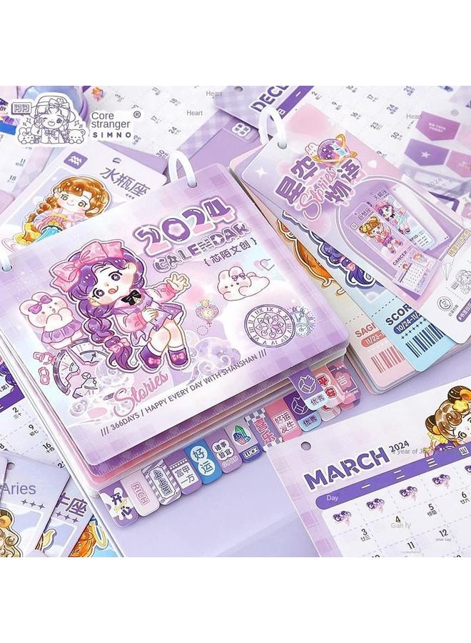 Bluejw Stationery Suit Gift Box For Girls Learning School Opening Gift For Girls Heart Hand Account Purple Birthday Gift For Students - Image 5