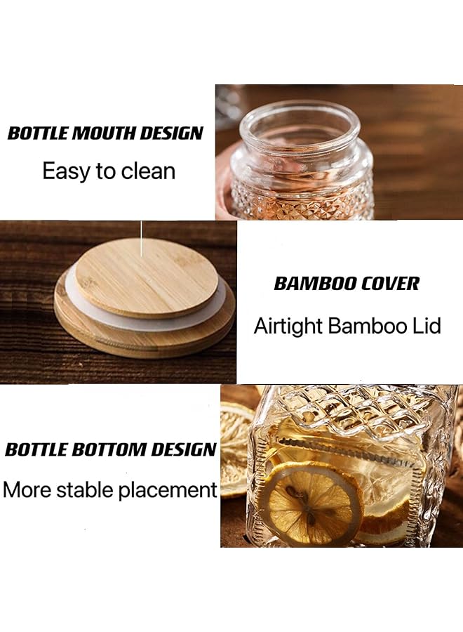 إكسفور مرطبان زجاجي متوسط الحجم محكم الإغلاق، سعة 1200 مل، مع غطاء من الخيزران، بتصميم منقوش، مثالي لتخزين الدقيق والحبوب وحبوب البن والمعكرونة والشاي في المطبخ. - Image 2