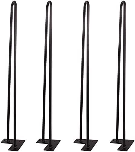 HIRVALL 22 Metal Industrial Hairpin Legs Set of 4 Black TwoRod Mid Century Modern Style Heavy Duty Solid Iron Furniture DIY Project for Coffee Table End Table Workstation - Image 1
