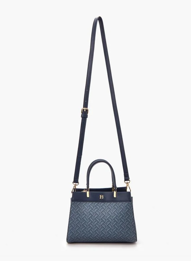 Flora Bella By Shoexpress Monogram Print Tote Bag with Double Handle and Zip Closure