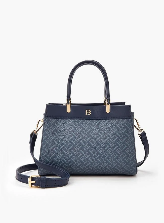 Flora Bella By Shoexpress Monogram Print Tote Bag with Double Handle and Zip Closure