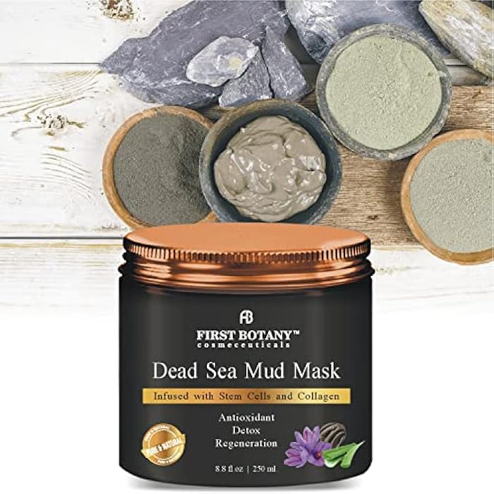First Botany, 100% Natural Mineral-Infused Dead Sea Mud Mask 8.8oz Stem Cells Facial Treatment Skin Cleanser Pore Reducer Anti Aging Acne Treatment Blackhead Remover Cellulite & Natural Moisturizer - Image 5
