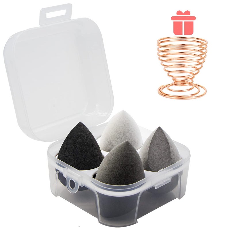 5 Pcs Makeup Sponges Set  4 Beauty sponges Blending Blenders with 1 Holder and Egg Case Flawless for Cream Powder and Liquid Black