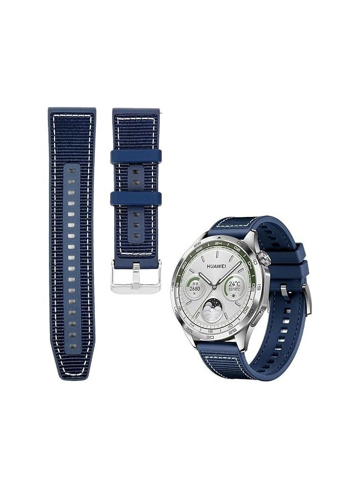 22mm For Galaxy Watch 3 45mm / Huawei Watch 3 / 3 Pro / GT2 Pro / GT3 46mm - Nylon Braided Silicone Composite Watch Strap, BLUE - Image 1