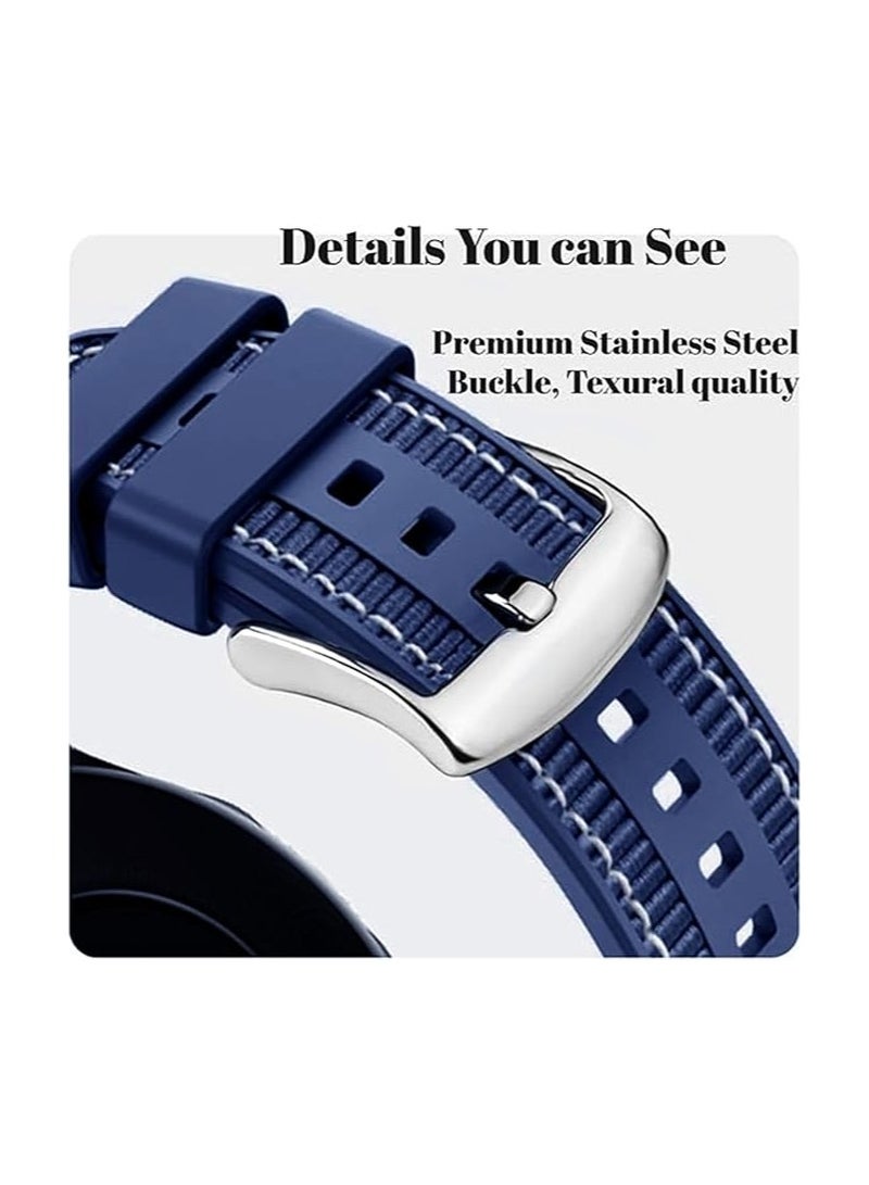 22mm For Galaxy Watch 3 45mm / Huawei Watch 3 / 3 Pro / GT2 Pro / GT3 46mm - Nylon Braided Silicone Composite Watch Strap, BLUE - Image 3